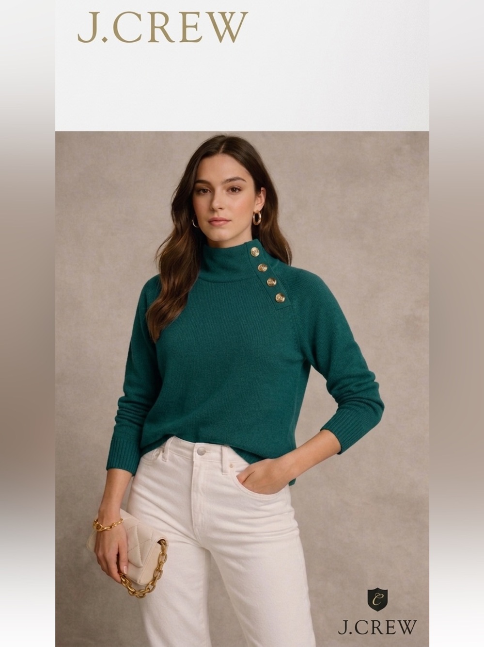 J. Crew Button Neck Sweatshirt Tunic